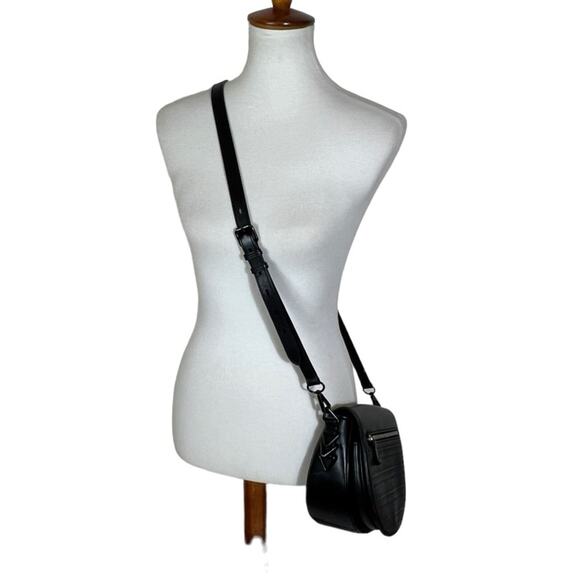 Rebecca Minkoff Astor Perforated Black Leather Saddle Bag Crossbody Adjustable - Picture 3 of 13